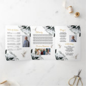 Clouds Celebration of Life Foto Obituary Mannen Drieluik Uitnodiging (Binnen)