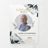 Clouds Celebration of Life Foto Obituary Mannen Drieluik Uitnodiging (Cover)