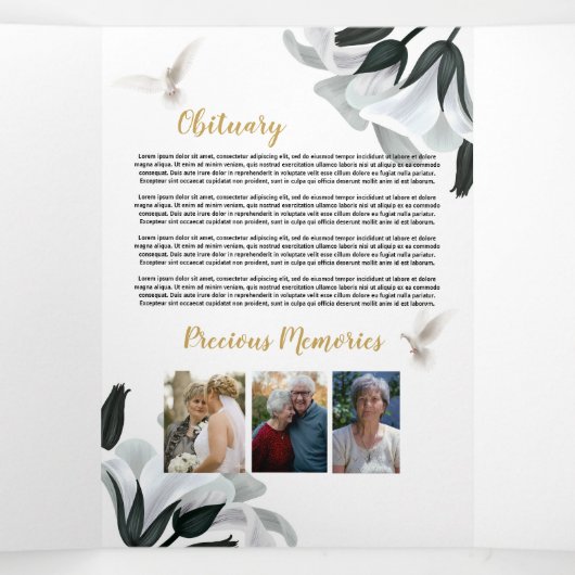 Clouds Celebration of Life Foto Obituary Mannen Drieluik Uitnodiging (Binnenkant midden)