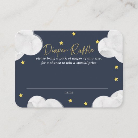 Clouds Dark Blue Boy Baby shower Diaper Raffle Visitekaartje (Voorkant)