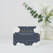 Clouds Dark Blue Boy Baby shower Diaper Raffle Visitekaartje (Staand voorkant)