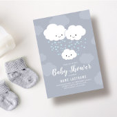 Clouds Family Couples Boy Blue Hearts Baby shower Kaart