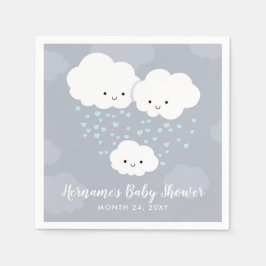Clouds Family Couples Boy Blue Hearts Baby shower Servet