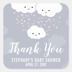 Clouds Family Grey Baby shower Dank u Stickers