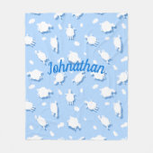 Clouds & Fluffy (blauw) lammeren, aangepast Fleece Deken (Voorkant)