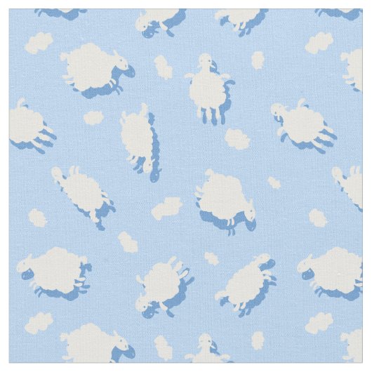 Clouds & Fluffy (blauw) lammeren, aangepast Stof (Close Up)