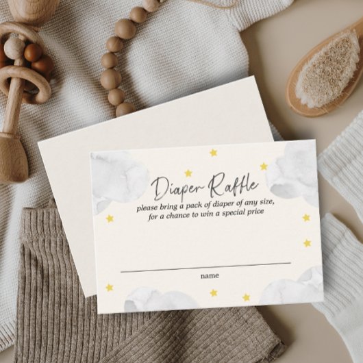 Clouds Gender Neutral Baby shower Diaper Raffle Visitekaartje