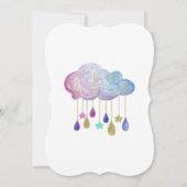 Clouds Gold Stars Sprinkle Baby shower Invitation Kaart (Achterkant)