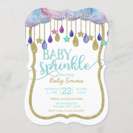 Clouds Gold Stars Sprinkle Baby shower Invitation Kaart