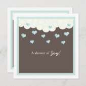 Clouds & Hearts Baby shower for Boy Invitation Kaart (Voorkant / Achterkant)