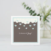 Clouds & Hearts Baby shower for Boy Invitation Kaart (Staand voorkant)