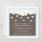 Clouds & Hearts Baby shower for Boy Invitation Kaart (Achterkant)