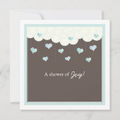 Clouds & Hearts Baby shower for Boy Invitation Kaart (Voorkant)