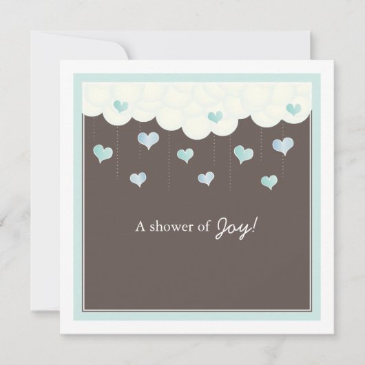 Clouds & Hearts Baby shower for Boy Invitation Kaart (Voorkant)