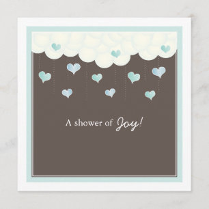 Clouds & Hearts Baby shower for Boy Invitation Kaart