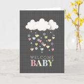 Clouds + Hearts Neutraal Baby shower Dank u Kaart (Gele Bloem)
