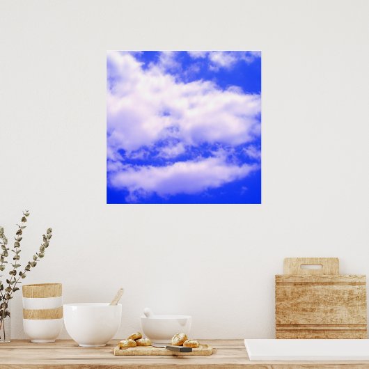 Clouds in Clear Blue Sky Square Poster (Keuken)