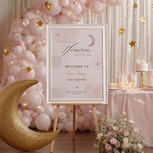 Clouds Little Piece of Heaven Baby shower Welkom Poster