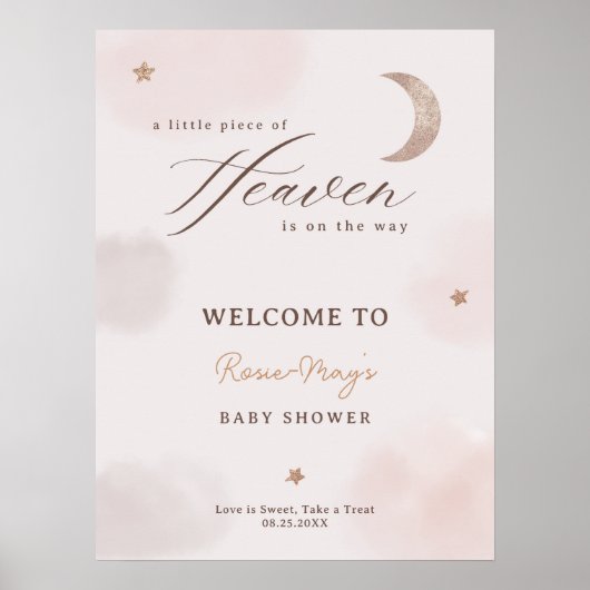 Clouds Little Piece of Heaven Baby shower Welkom Poster (Voorkant)