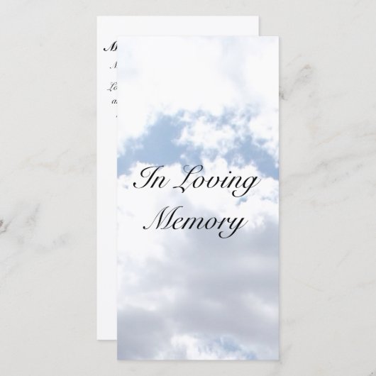 "Clouds" Memorial Kaarten (Voorkant / Achterkant)