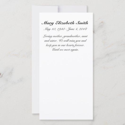 "Clouds" Memorial Kaarten (Achterkant)