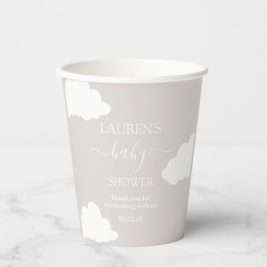 Clouds Minimalistisch Baby shower Papieren Bekers (Voorkant)