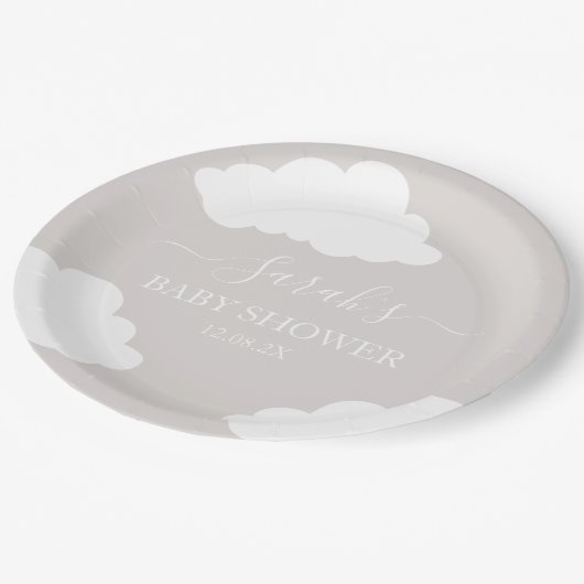 Clouds Minimalistisch Baby shower Papieren Bordje (Gekanteld)