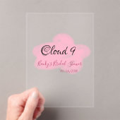 Clouds nine red pastel bridal shower namedate acryl uitnodigingen (Insitu (Draagbaar))