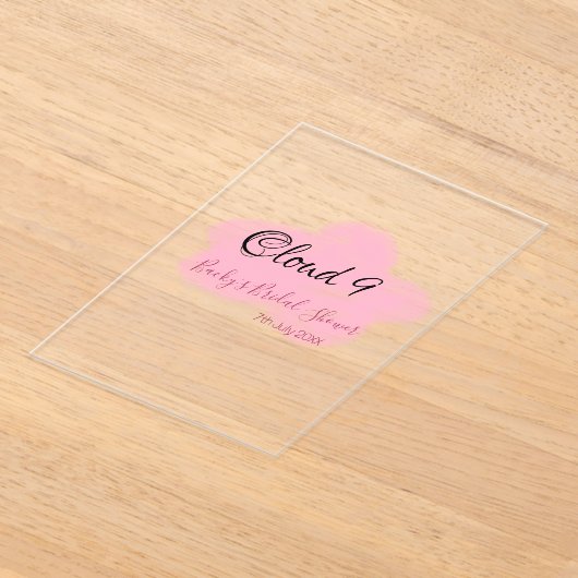 Clouds nine red pastel bridal shower namedate acryl uitnodigingen (Laagn)