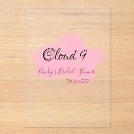 Clouds nine red pastel bridal shower namedate acryl uitnodigingen