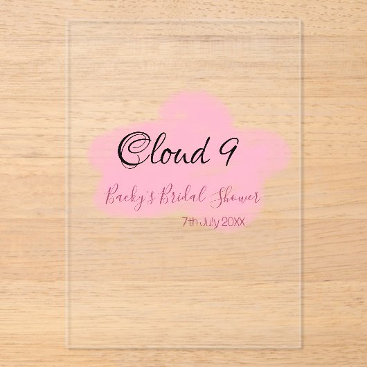 Clouds nine red pastel bridal shower namedate acryl uitnodigingen (Voorkant)