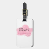 Clouds nine red pastel bridal shower namedate bagagelabel (Voorkant verticaal)