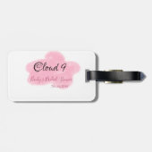 Clouds nine red pastel bridal shower namedate bagagelabel (Achterkant horizontaal)