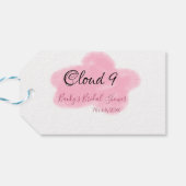 Clouds nine red pastel bridal shower namedate cadeaulabel (Achterkant Horizontaal)