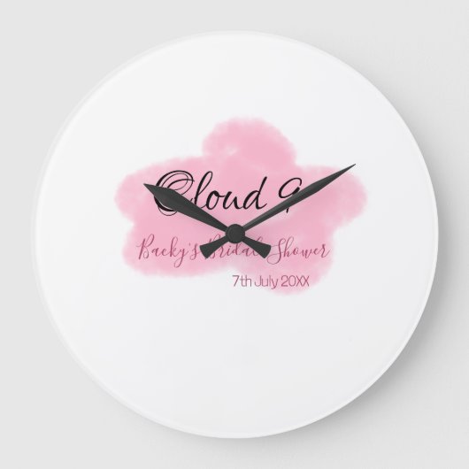 Clouds nine red pastel bridal shower namedate grote klok (Voorkant)