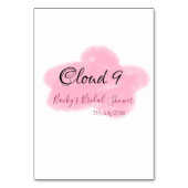 Clouds nine red pastel bridal shower namedate kaart (Achterkant)
