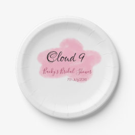 Clouds nine red pastel bridal shower namedate papieren bordje