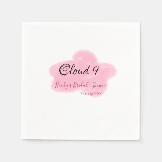 Clouds nine red pastel bridal shower namedate servet (Voorkant)