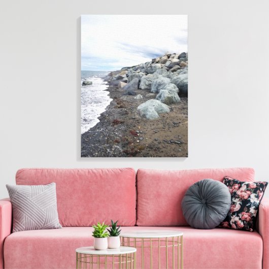 Clouds over een Rocky Beach Stretched Canvas Print (Insitu (Woonkamer))