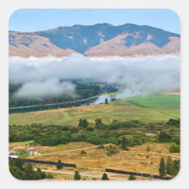Clouds Over Flathead River Vierkante Sticker