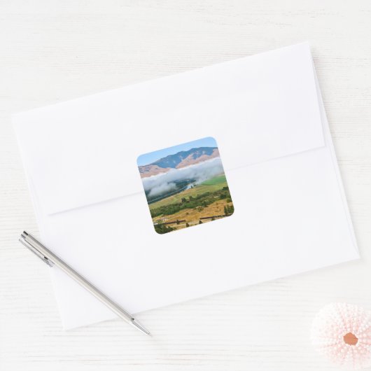 Clouds Over Flathead River Vierkante Sticker (Envelop)