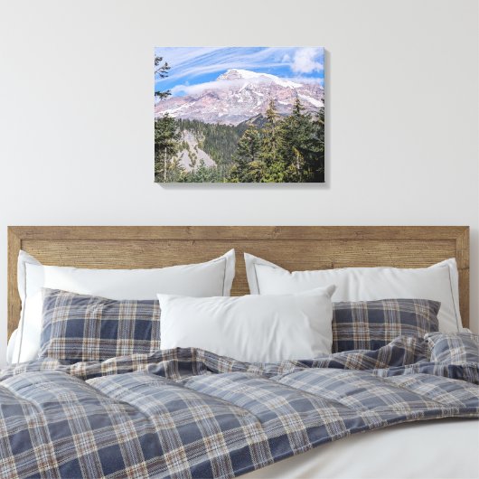 Clouds Over Mount Rainier Scenic Landscape Canvas Afdruk (Insitu (Slaapkamer))