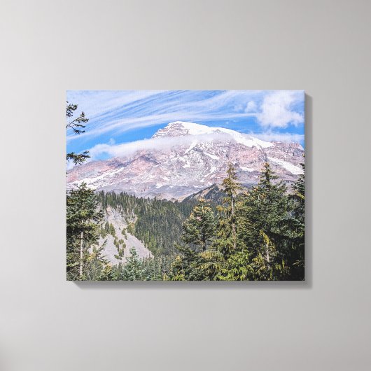 Clouds Over Mount Rainier Scenic Landscape Canvas Afdruk (Voorkant)