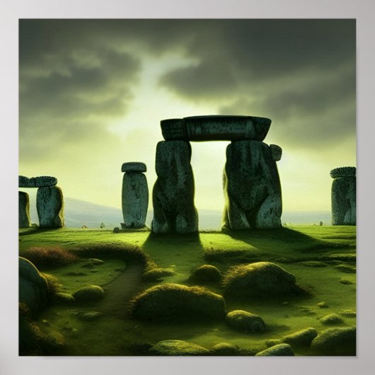 Clouds over Stonehenge Fantasy Digital Art Poster (Voorkant)