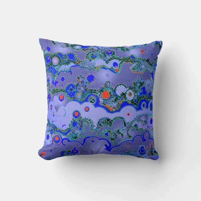 Clouds Periwinkle en Oranje Pillow Kussen (Voorkant)