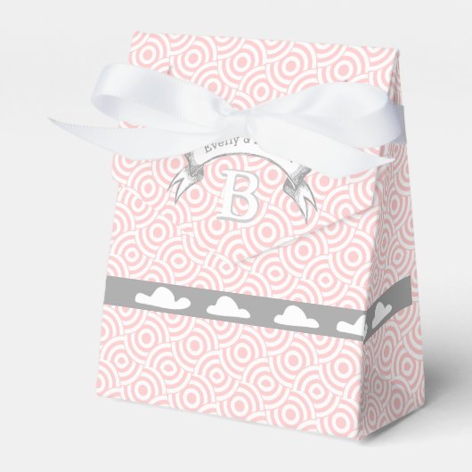 Clouds Pink Wedding Favor Box Monogram Namen Bedankdoosjes (Voorkant Zijde)