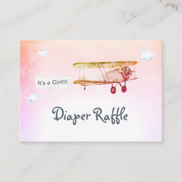 *~* Clouds  Plane Banner Baby Diaper Raffle Informatiekaartje