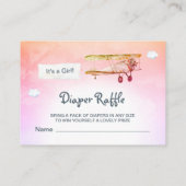 *~* Clouds Plane Banner Baby Diaper Raffle Informatiekaartje (Achterkant)