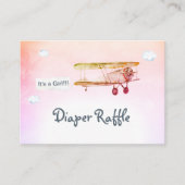 *~* Clouds Plane Banner Baby Diaper Raffle Informatiekaartje (Voorkant)