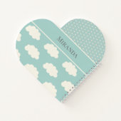 Clouds Polka Dots Green Jouw naam Pastel Notitieboek (Achterkant)